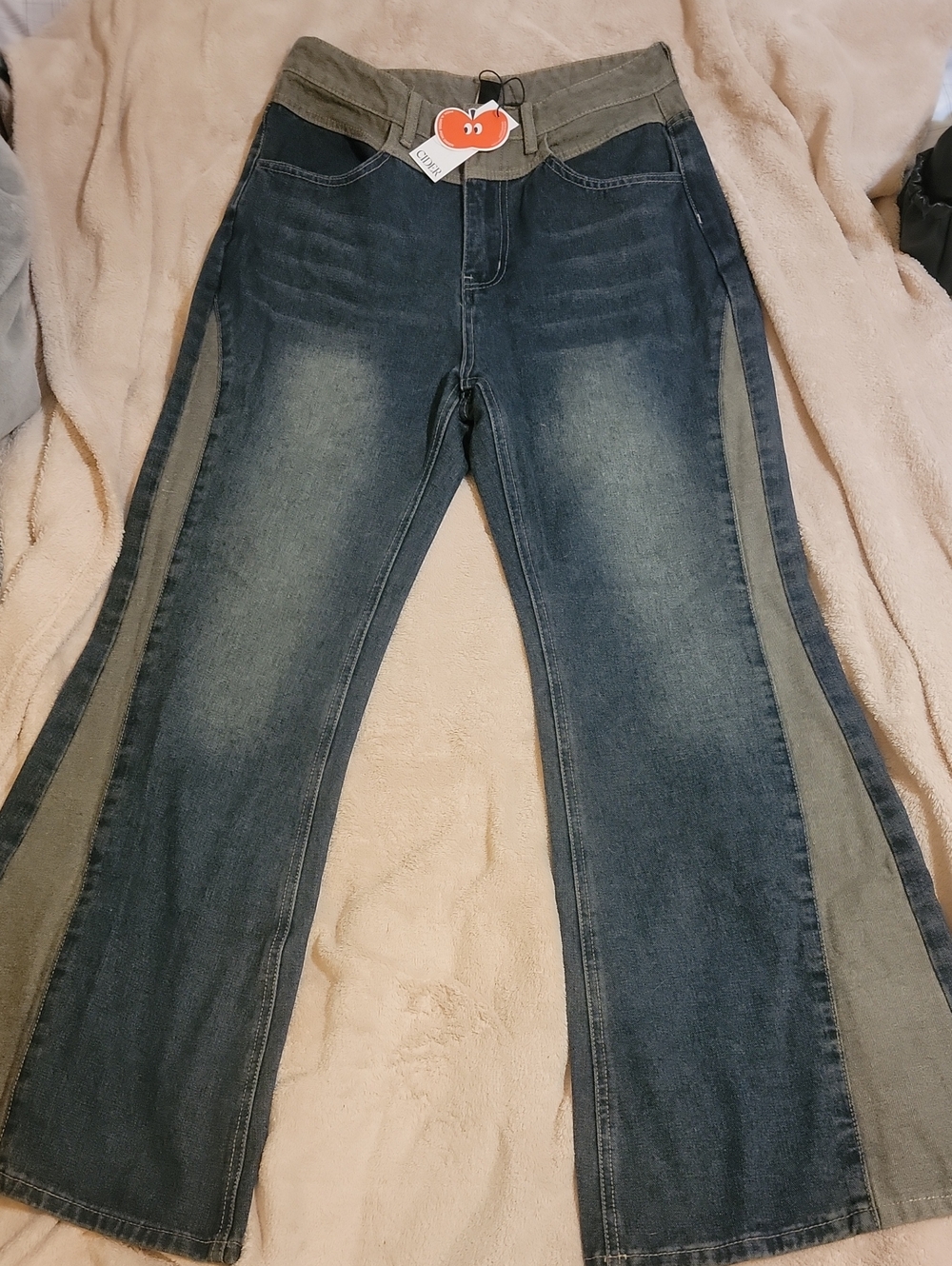 Cider Two-Tone Blue & Gray Flare Jeans